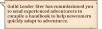 Guild Leader Eter has commissioned you to send experienced adventurers to compile a handbook to help newcomers quickly adapt to adventures.